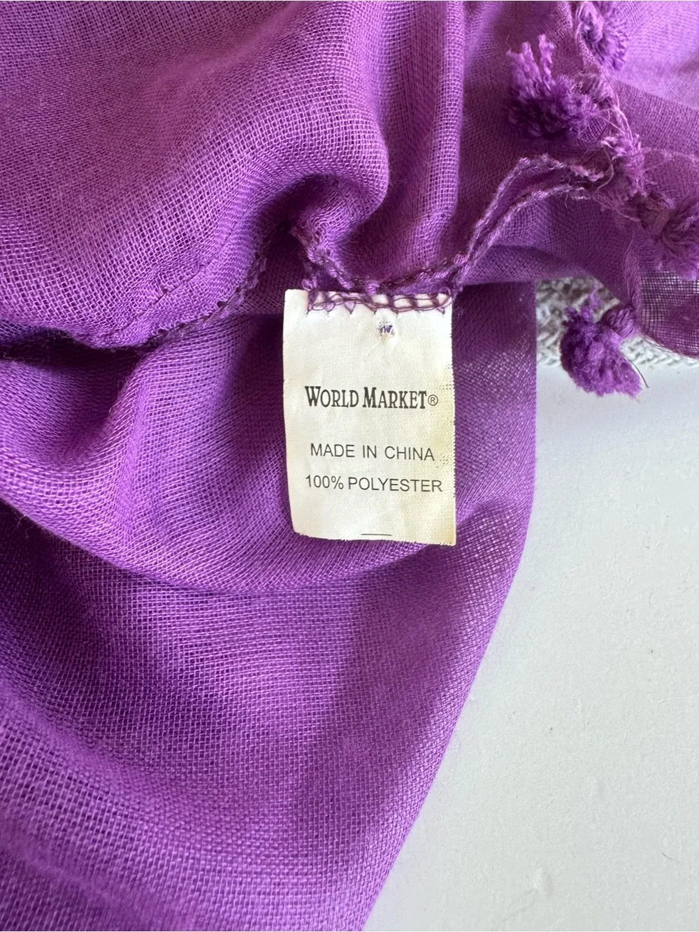 World Market Violet Purple Tassel Pom Infinity Scarf